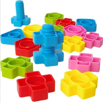 1/10/20/30set Varžtas blokai plastiko įterpti blokus, riešutų forma žaislai vaikams Švietimo Žaislai, modeliai WYQ