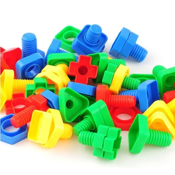 1/10/20 Varžtą, Statyba Blokai Montessori 3D Puzzle Žaidimas Modeliai Švietimo Plastiko Riešutų Formos Kūdikio Žaislai