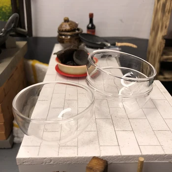 1:12 Miniatiūriniai Stiklo Vaisių Dubuo Salotų Dubenį Lėlių Virtuvės Reikmenys 
