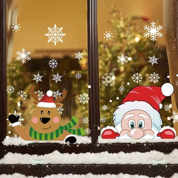 1 Lapas Kalėdų Langų Dekoro Lipduko Snaigės Navidad Sienos Lėlės, Lipdukai, Vaikų Kambarys Kalėdų Dekoro Naujųjų Metų Prekes