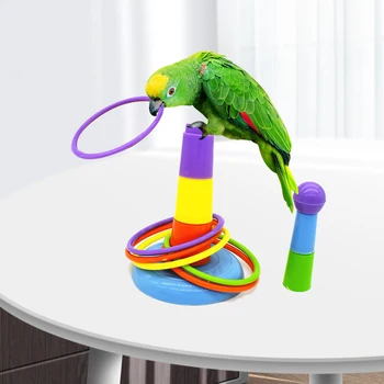 1 Paukštis Žaislų Rinkinys Aukštis Reguliuojamas Išmesti Žiedą Paukščių Mokymo Žaislas Paukščiui Žvalgybos Žaislas Papūga Juokingi Mini Rėmelis Žaislas 