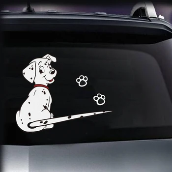 1 Set 3D Automobilių Lipdukai mielas Dalmatijos šuo Juda, Uodega šviesą Atspindintys Lipdukai Automobilio Stilius Lango Valytuvas Lipdukai Galinio Stiklų Lipdukas