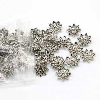 10 mm 100 Vnt. Metalinių Rutuliukų Daisy Gėlių Karoliukai, Tibeto Sidabro Padengtą Lotoso žiedlapiai Tarpiklis Karoliukų, skirta 