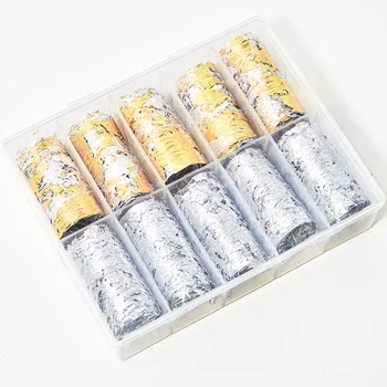 10 Roll Aliuminio Akių Nagų Lipdukai, Blizgučiai Linija Šilko Folija Perdavimo Priedai Nagų Dailės Decal 3D Sally Grynosios Linijos Holo Šilko Folija