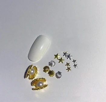 1000pcs UTST1 Jūros Nagų Dailės Pakabukai Smeigės Vandenyno Shell 3D Nagų Papuošimai Nagų Dailės Japonijos Nagų Priedai Sea Shell Žvaigždė