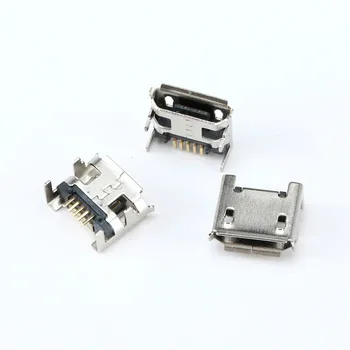 100vnt Micro USB Tipas B 5 Pin Female Lizdas, Jungtis SMD 4 Kojų 90 Laipsnių Stalo Mobilųjį Telefoną 