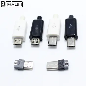 10set Micro USB 5PIN Suvirinimo Tipas Male Plug Jungčių Įkroviklis 5P USB Uodega Įkrovimo Lizdas 4 1 Baltas Juodas