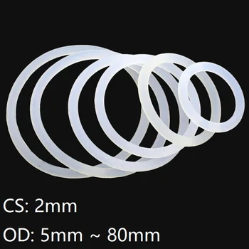 10vnt Baltas Silikoninis Žiedas Tarpiklis CS 2mm NUO 5 ~ 80mm Maisto kokybės Vandeniui Valytuvų Gumos silicone o-žiedas guminis žiedas
