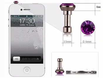 10vnt Bling Deimantų Dulkių Universal Plug 3.5 mm mobiliojo Telefono Ausinių Kištukas iPhone 6 5s 