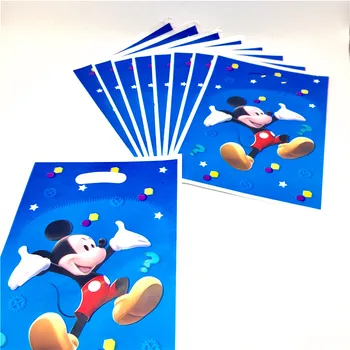 10vnt/daug Mickey Mouse Plastikiniai Vienkartiniai Dovanų Maišeliai Gimtadienio Dekoracijas, Plėšikauti Saldainių Krepšiai Vaikams Džiaugtis Baby Shower Prekes