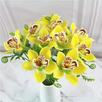 10vnt Dirbtinių Gėlių Modeliavimas Šilko Orchidėja Netikrą Orchidėja Augalas, Vestuvių Namų Kalėdinė Dekoracija Kelis Spalva JH134