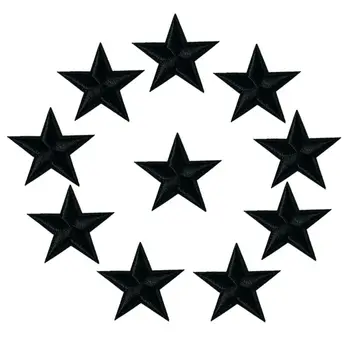10VNT Juodųjų Žvaigždžių Išsiuvinėti Pleistrai Siūti Geležies Emblemos Suknelė Maišelį, Džinsus, Kepurę Marškinėliai 