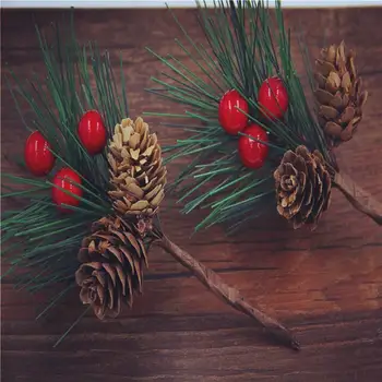 10vnt Kalėdų Pušies Pasirinkti Uogų Bell Pinecone Dirbtiniais Pušų Spyglių Filialas Pušies Šakelė Dirbtinių Gėlių Holly Filialai
