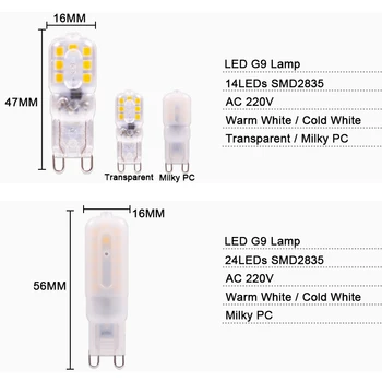 10VNT LED Lemputė G4, G9 3W 6W LED Lempa AC 220V AC/DC 12V Lemputės SMD2835 led Prožektoriai, Liustra Apšvietimo 30w 40 w Halogeninės Lempos