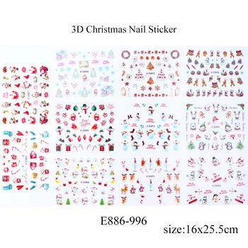 11 Dizainas/Set 3D Kalėdų Nagų Dailės Lipdukai, Lipnios Žiemos Santa Sausainiai Slankiklį Nagai, Gelio lenkijos Decal Apdaila TRE886-996