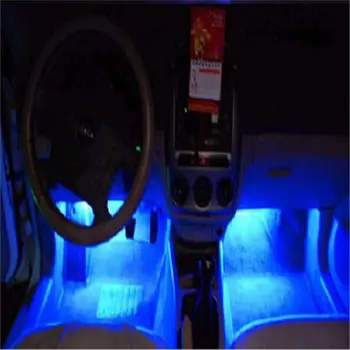 12 V 4 1 Mėlynas Automobilis Atmosfera Žibintai, Dekoratyviniai Apdailos Romantiška LED Grindų Apdailos Lempos Interjero Aksesuarų Dropship Karšto