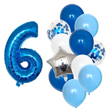 12pcs/daug berniuko Gimtadienio Balionai su 32inch mėlyna Skaičius balionu, 3/3-iojo Gimtadienio Apdailos Vaikai anniversaire 9/1/3 metų