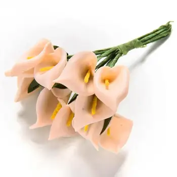 12pcs galvos/set Dirbtinės Gėlės 8 Spalvų Calla Lily Nuotakos Vestuvių Dekoravimas Puokštė Galvos PE Nekilnojamojo Touch Dirbtinių Gėlių