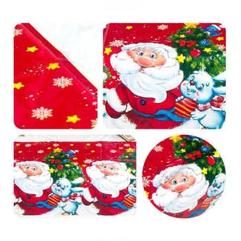 180*110cm Kalėdinė Staltiesė Santa Claus Atspausdintas Stačiakampis PVC Staltiesė Naujųjų Metų Kalėdų Vakarienę Stalo Dekoracijos