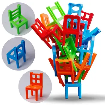 18pcs Mini Kėdės Pusiausvyrą Blokai Žaislas, Plastiko Surinkimas Blokai Krovimas Kėdės Vaikų Žaidimo Balansavimo Mokymo Žaislas Juguetes Para