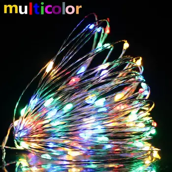 1M 2M 5M 10M Pasakų Žibintai Vario Viela, LED String žiburiai Kalėdų Girliandą Vestuves Patalpų Kambarį Apdailos Baterija USB