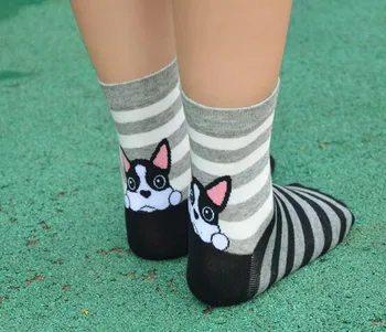 1pair/daug Japonų ir korėjiečių stiliaus lady medvilnės kojinės mielas gyvūnų, šunų kojinės rudens žiemos animacinių filmų kojinės