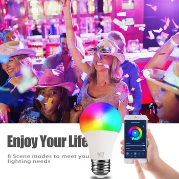 1PC 15W WiFi Smart Lemputės B22 E27 LED RGB Lempos Dirbti Su Alexa 