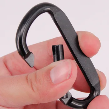 1Pc 7cm Aliuminio Lydinio Karabinai Juodos spalvos D-Žiedas Key Chain Įrašą Kempingas paketų prižiūrėtojų raktinę Snap Kablys Lauko Travel Kit GYH