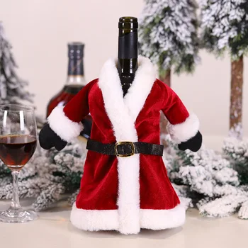 1pc Kalėdų Raudono Vyno Butelis Apima Santa Claus Kailis Stiliaus Suknelė Šampano Padengti Kalėdos Namų Grupė pietų Stalo Papuošimas