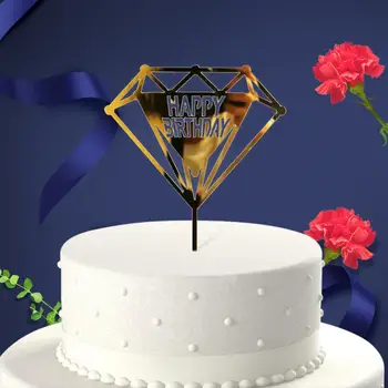 1pc su Gimtadieniu Aukso Tortas Topper Sveikas Akrilo Unikalios Formos Dizainas Tortą Įdėkite Tortą Įrankiai Šalies Apdaila