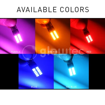 1pc T10 24smd LED lemputės automobilių CANBUS ne klaida 12V 24V Super šviesus šalinimo lemputė, lempa balta raudona mėlyna violetinė oranžinė GLOWTEC