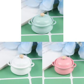 1Pcs 1/12 Miniatiūriniai Lėlių Priedai Mini Sriubos Puodą Maisto Modeliavimas Virtuvės Modelis Žaislai Doll House Dekoro