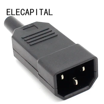 1pcs Naujų Didmeninių Kainų 10A 250V Juodas IEC C13 Male Plug Rewirable Maitinimo lizdas 3 pin ac Lizdas