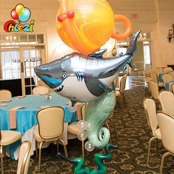 1ps Jūrų gyvūnų helio balionai Ryklių, aštuonkojų, krevečių Undinė seahorse Animacinių filmų skaičius Baby shower Jūrų temą Šalies gruodis
