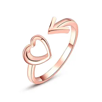 2019 Naujas Mados Rose Aukso Spalvos Širdies Formos Vestuvių Žiedą Moteris Dropshipping Reguliuojamas Atidaryti Žiedai