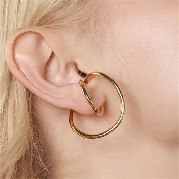 2019 Naujos dizaino tendencijos, paprastų geometrinių metalo nereguliarus kreivė įrašą mergina auskarai moterų papuošalai, aukso auskarai didmeninės