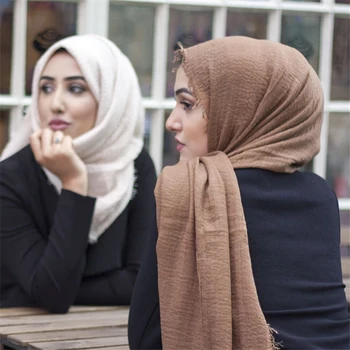 2020 Moterų Mados Vingiuoti Hijab Šalikas Minkštas Kieto Medvilnės Skarelė Skaros ir Apsiaustas Islamas foulard femme Musulmoniškų skarų