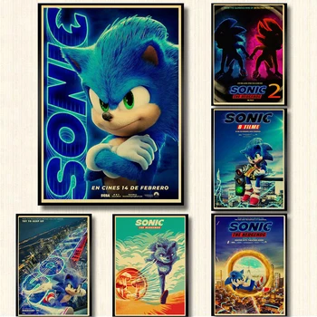 2020 naujas filmas,, Sonic the Hedgehog Retro Plakato kraft Popieriaus Spausdina Aišku, Vaizdo kambarys, Baras Namų Meno tapybos siena lipdukas