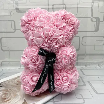 25cm Rose Bear Meškiukas Dirbtinių Rožių Putų už Lango Ekrane Forever Rose Amžina Gėlių Vestuvių, Valentino Dovanos