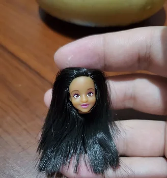 2cm miniatiūriniai Graži mergina lėlės galvą priedai Ilgi plaukai, trumpi plaukai, Rudas Juodas Perukas 
