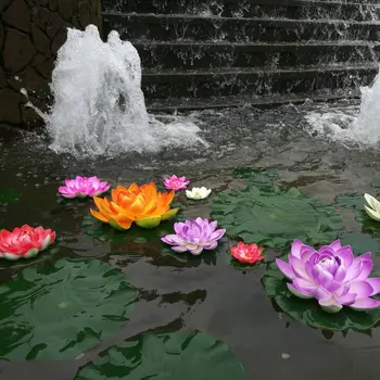 3 Vnt Plūduriuojantis Lotus Mišrios Spalvos Dirbtinių Gėlių Tikroviška Vandens Lelija Micro Kraštovaizdžio Vestuvių Tvenkinys, Sodas Padirbtų Augalų Dekoras