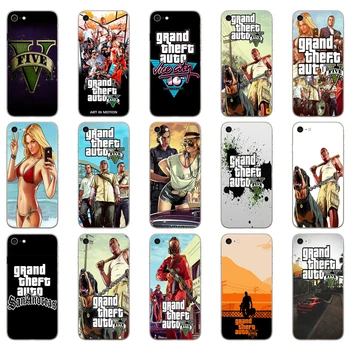 33DD Grand Theft Auto, GTA V Minkštas Silikoninis Dangtelis Case for iphone 5 5s se 6 6s 8 plius 7 7 Plus X XS SR MAX atveju