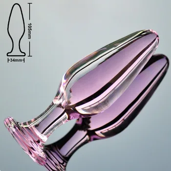34mm rožinė pyrex stiklo granulių kristalų analinis dildo butt plug netikrą vyrų penis penis moterų masturbacija suaugusiųjų sekso žaislas, skirtas moterims, vyrams gėjų