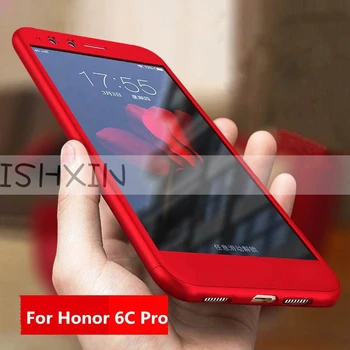 360 Laipsnių Pilnas draudimas Atvejais Huawei Honor 6C Pro Telefoną Atveju Huawei Honor6c 6 c / V9 Žaisti Atvejais, Grūdintojo stiklo