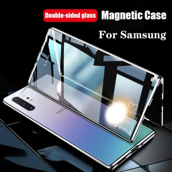 360 Magnetinės Metalo Case For Samsung Galaxy S10 S20 S8 S9 Plus S10E dvipuse Stiklo Pastaba 10 8 9 Plius A51 A71 A50 A70 Dangtis
