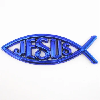 3D Juoda / Raudona / Aukso / Juoda Jėzus Žuvų Emblemų Krikščionių Simbolis Automobilių lipdukas