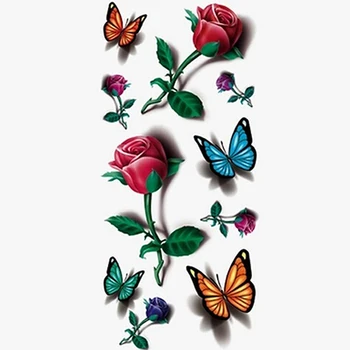 3D Laikinai Nuimamas Vandeniui Spalvinga Body Art Butterfly Gėlių Tatuiruotė Lipdukas