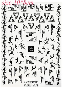 3D Nagų Dailės Lipdukai Black & white spalvos arabessque formos Vandens Perdavimo Slankiklį Nails Art Z0123