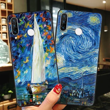 3D Relier Van Gogh Telefono Dėklai Huawei 30 P20 P40 Lite E P10 P8 P9 Mate 20 30 Pro Žvaigždėtą Atveju Už Garbę 8X 9 Lite 10 Dangtis