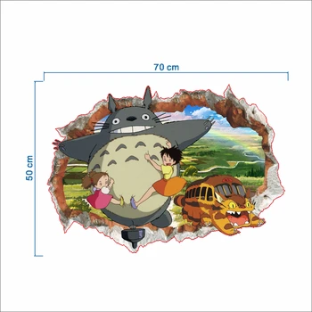 3d Skaldytų Skylę Totoro Sienų Lipdukai Vaikų Kambario Dekoracija Animacinių filmų Gyvūnų Freskos Meno 